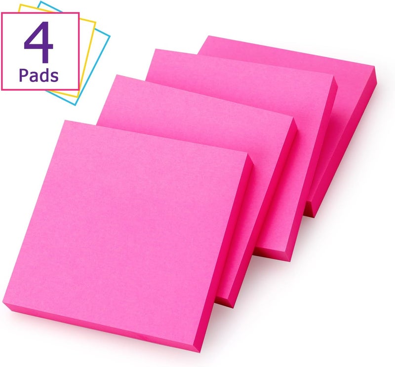 Eastern Wolf Sticky Notes 3x3 Self-Stick Notes Bright Colors Sticky Notes 4 Pads 100 Sheets/Pad (Rose Red) - Image 2